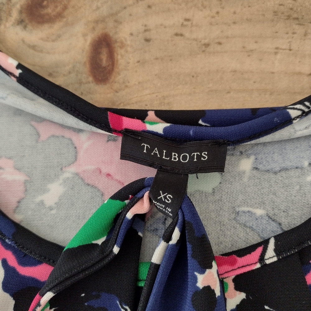 Talbots Black Multi Colored Print Midi Sheath Dre… - image 4